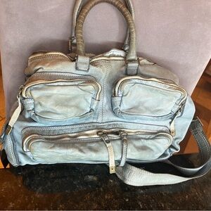 Elegant blue leather  Crossbody Bag